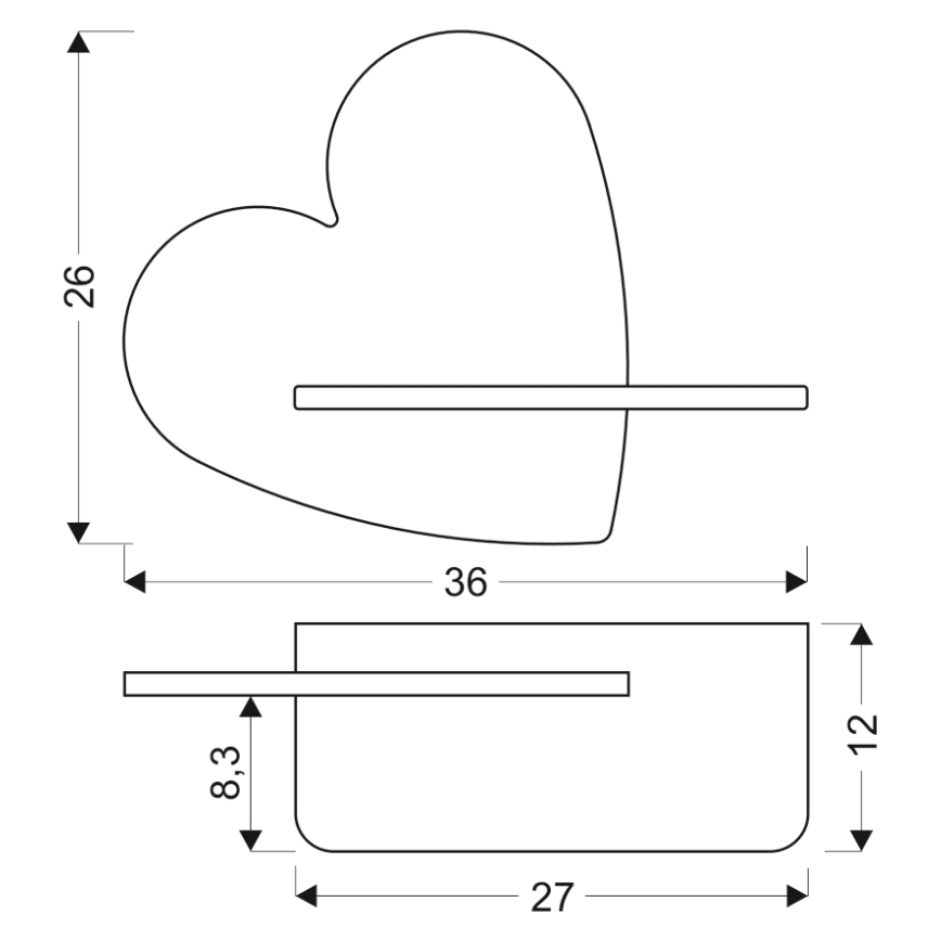 LED Laste seinavalgusti koos riiuliga HEART LED/5W/230V roosa/puit - FSC sertifitseeritud