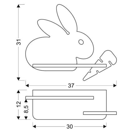 LED Laste seinavalgusti riiuliga RABBIT LED/4W/230V hall/valge/puit - FSC sertifitseeritud