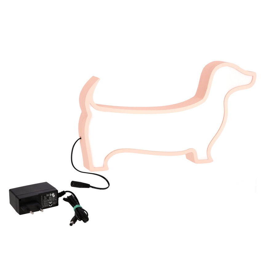 LED lastelampe DOG LED/12W/230V roosa