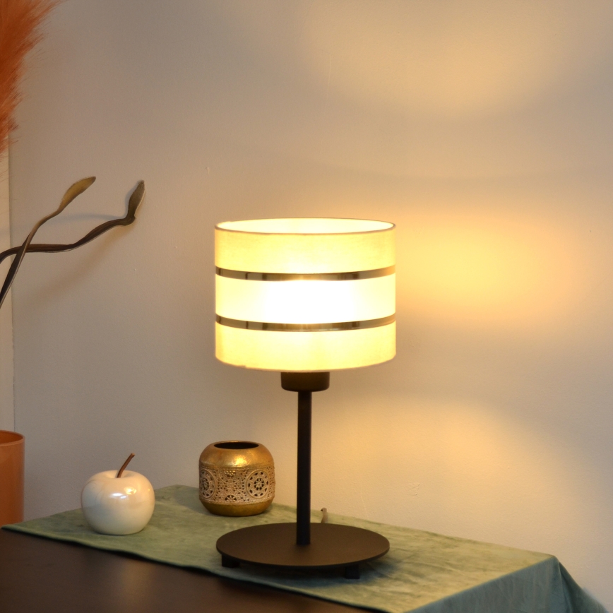 LED Laualamp HELEN 1xE27/15W/230V kreem/must/kuldne