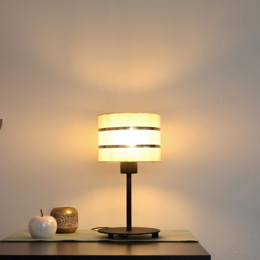 LED Laualamp HELEN 1xE27/15W/230V kreem/must/kuldne