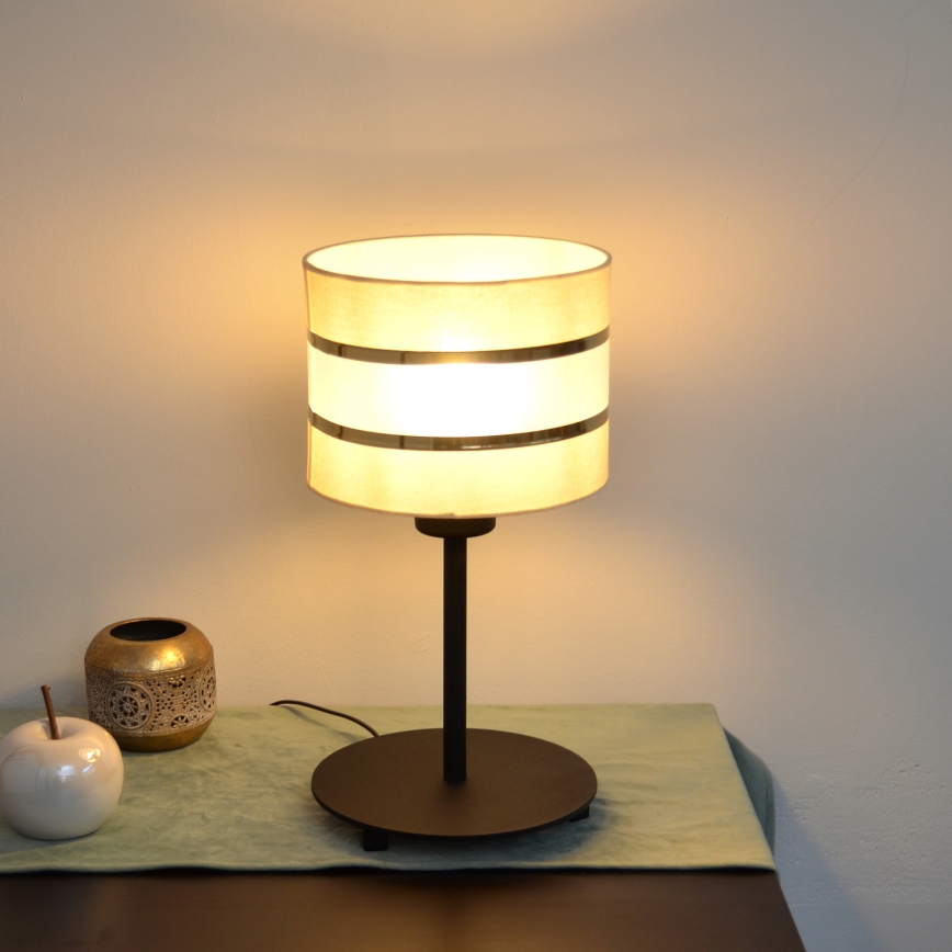 LED Laualamp HELEN 1xE27/15W/230V kreem/must/kuldne