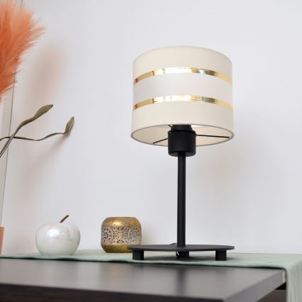 LED Laualamp HELEN 1xE27/15W/230V kreem/must/kuldne