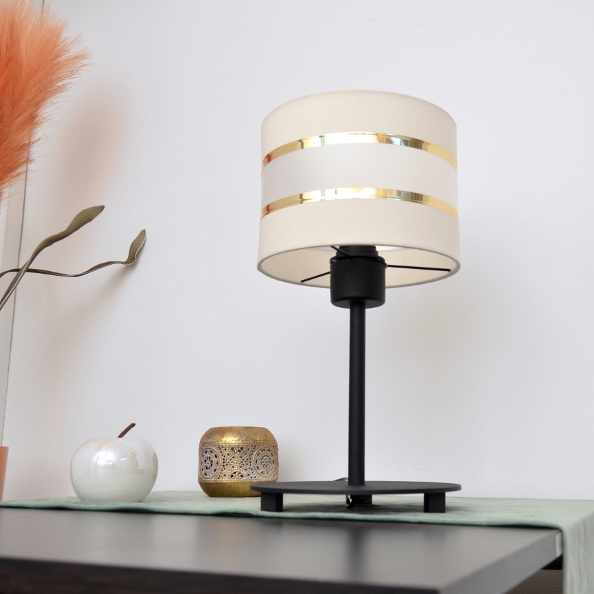 LED Laualamp HELEN 1xE27/15W/230V kreem/must/kuldne