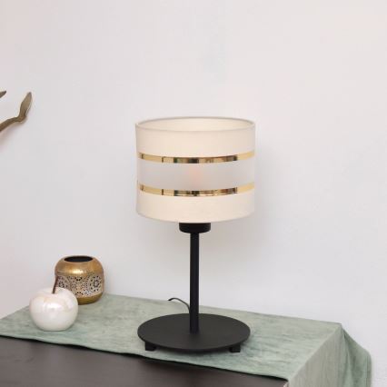 LED Laualamp HELEN 1xE27/15W/230V kreem/must/kuldne