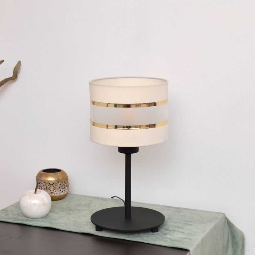 LED Laualamp HELEN 1xE27/15W/230V kreem/must/kuldne