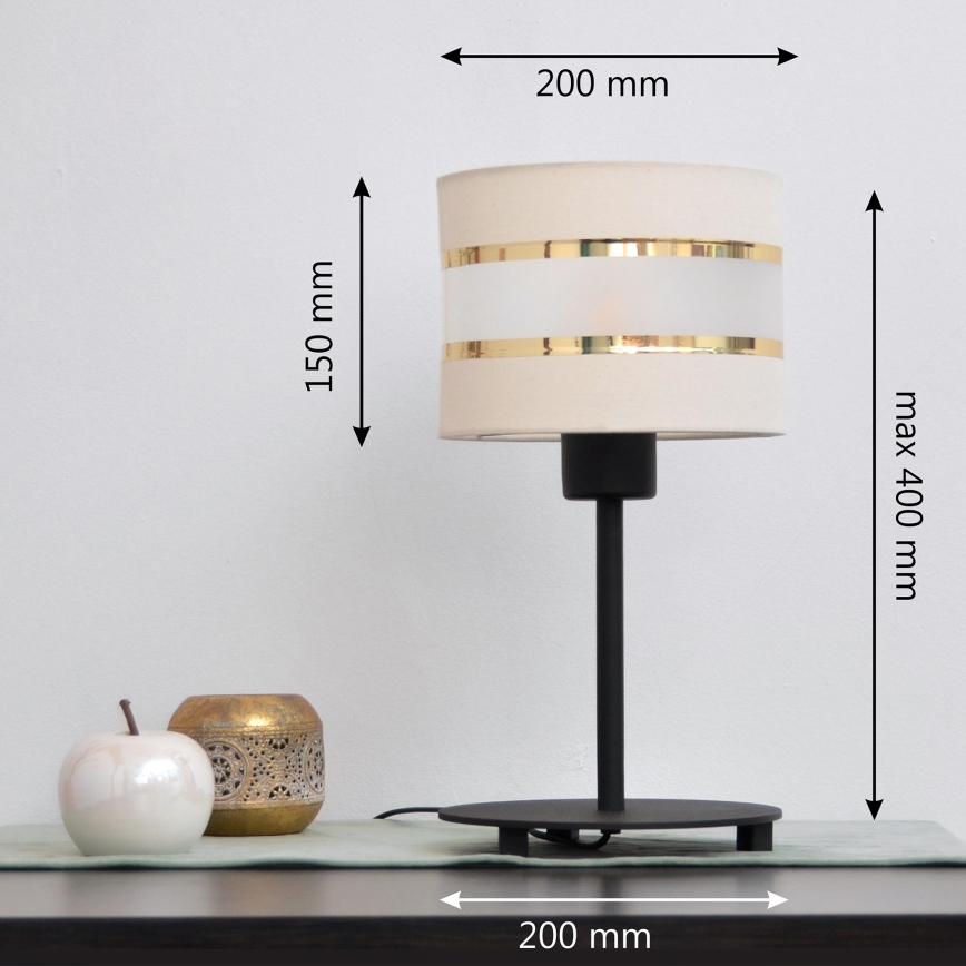 LED Laualamp HELEN 1xE27/15W/230V kreem/must/kuldne