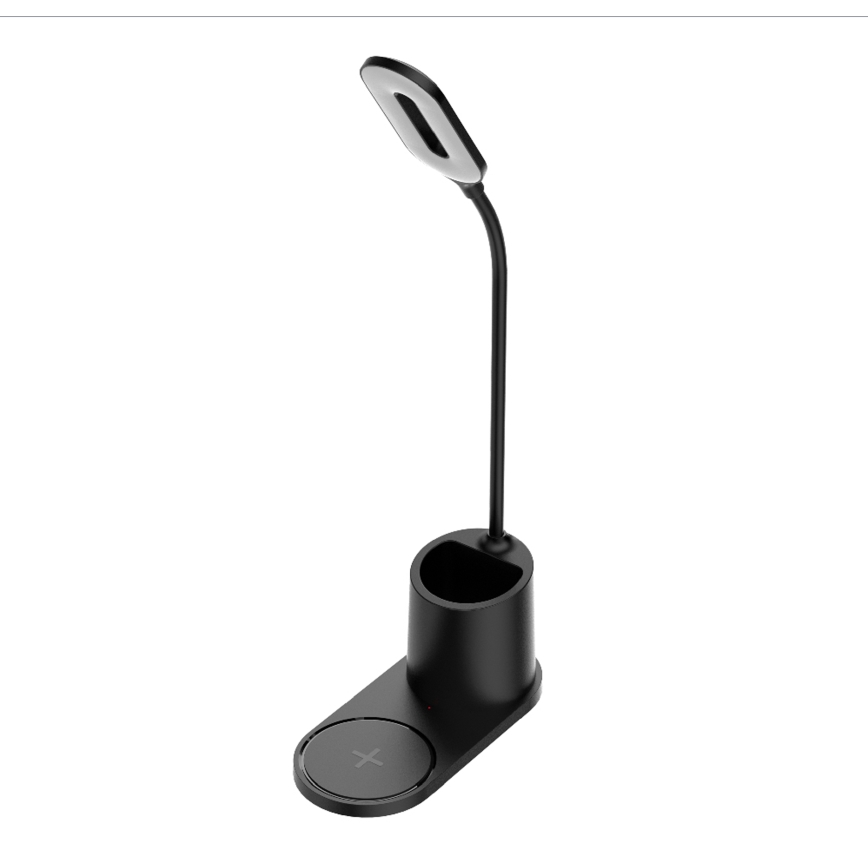 LED Laualamp LED/3W/5V juhtmevaba laadijaga must