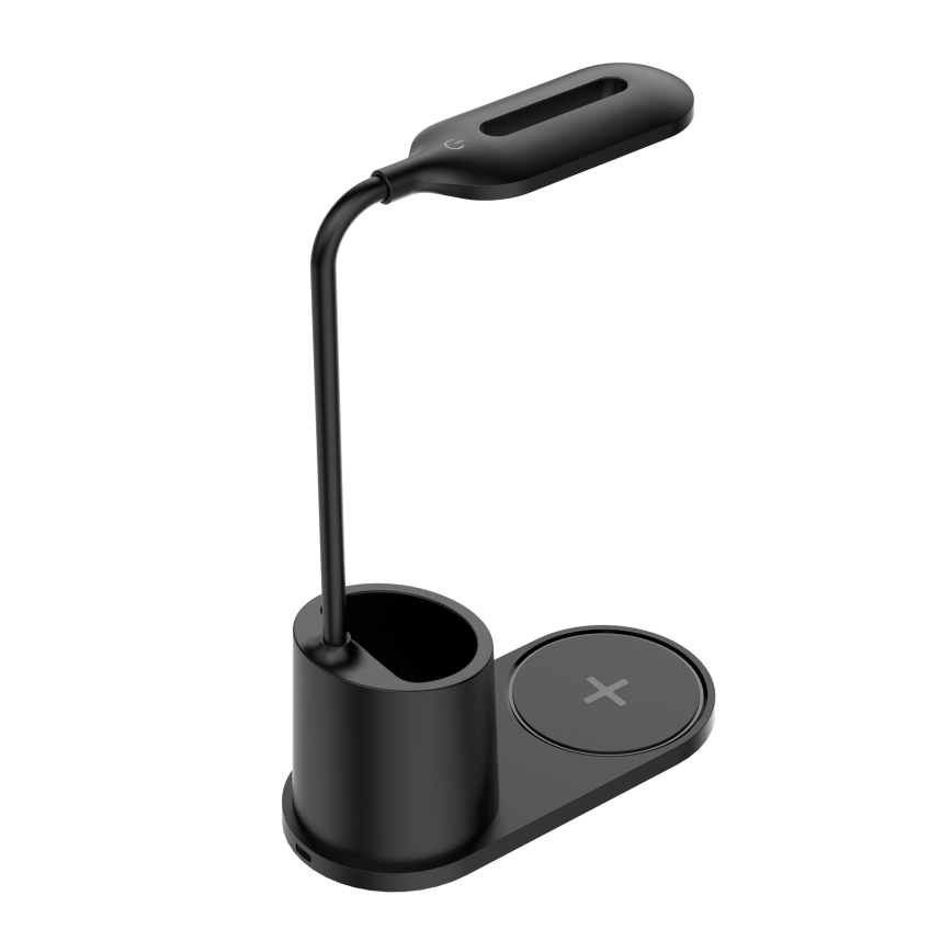 LED Laualamp LED/3W/5V juhtmevaba laadijaga must
