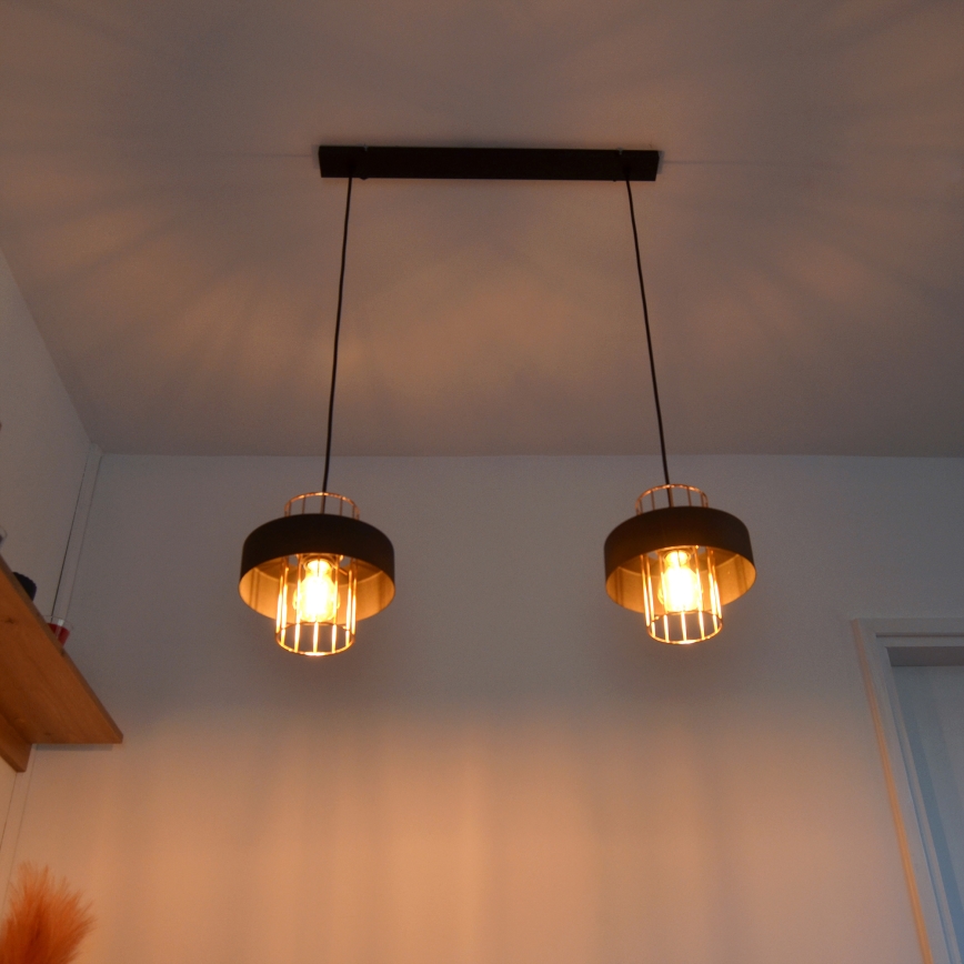 LED LED Lühter VOLTA 2xE27/15W/230V must/kuldne