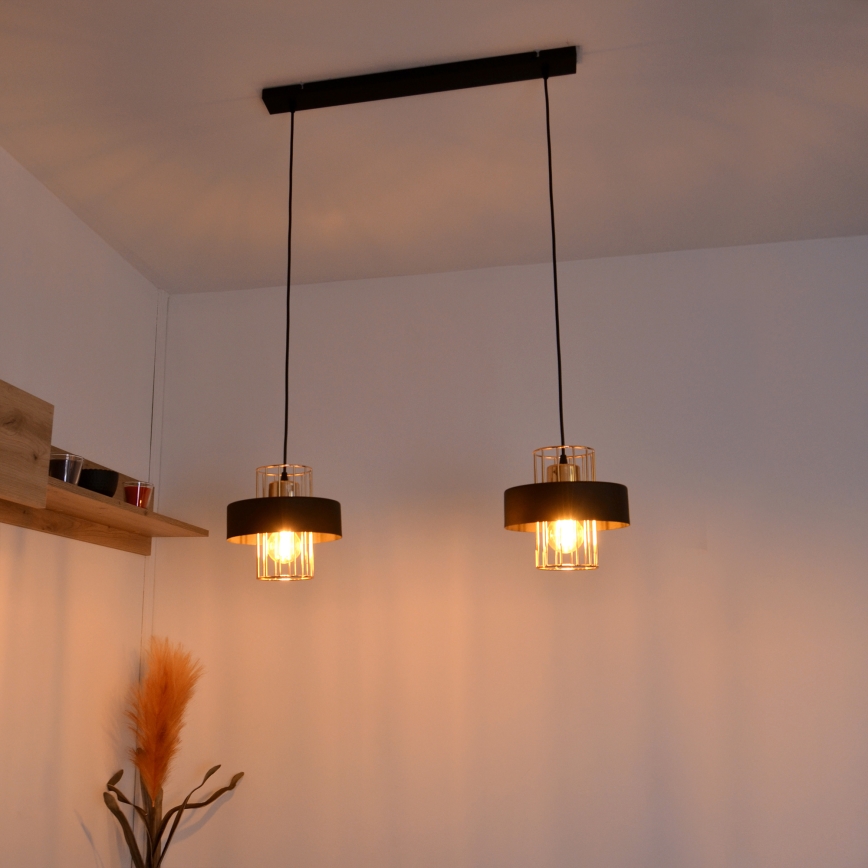 LED LED Lühter VOLTA 2xE27/15W/230V must/kuldne