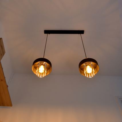LED LED Lühter VOLTA 2xE27/15W/230V must/kuldne