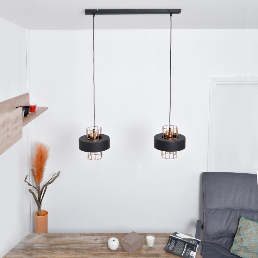 LED LED Lühter VOLTA 2xE27/15W/230V must/kuldne