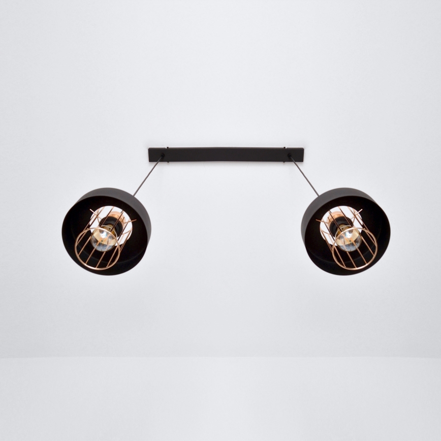 LED LED Lühter VOLTA 2xE27/15W/230V must/kuldne