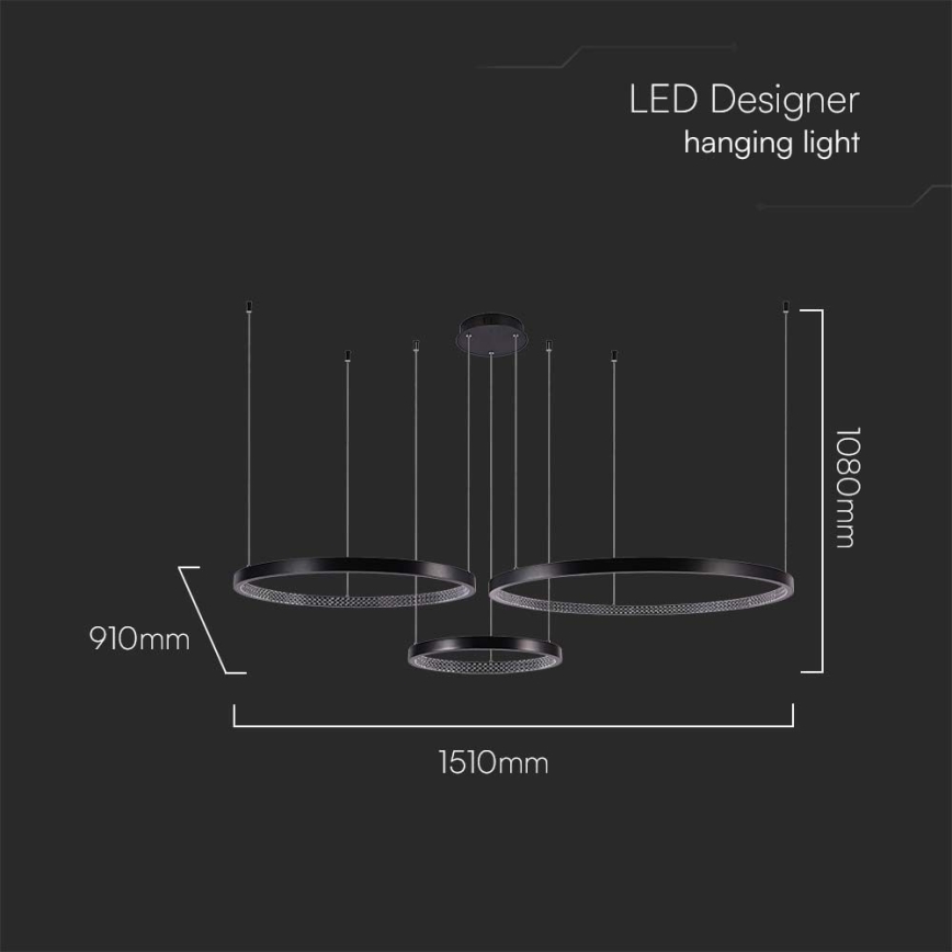 LED Lühter 3xLED/19W/230V 4000K must