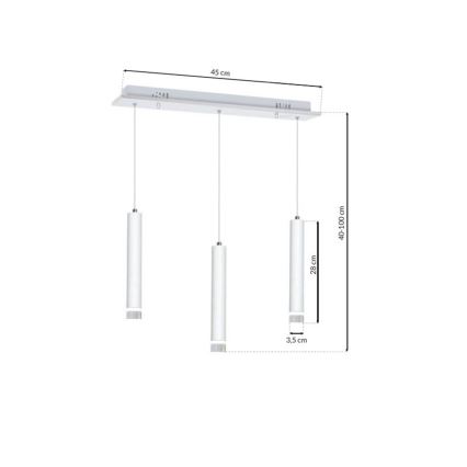 LED Lühter ALBA 3xLED/15W/230V valge
