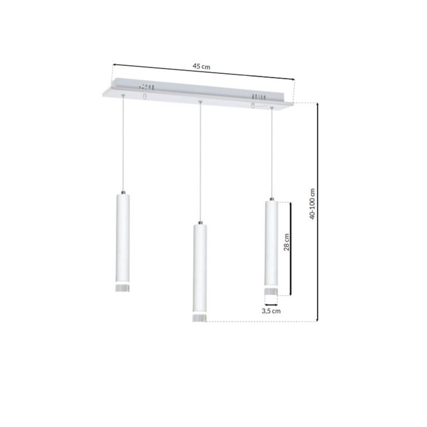 LED Lühter ALBA 3xLED/15W/230V valge