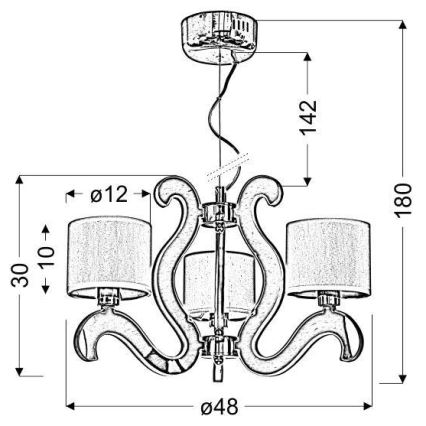 LED Lühter AMBROSIA 3xE14/40W/230V + LED/18,4W vask