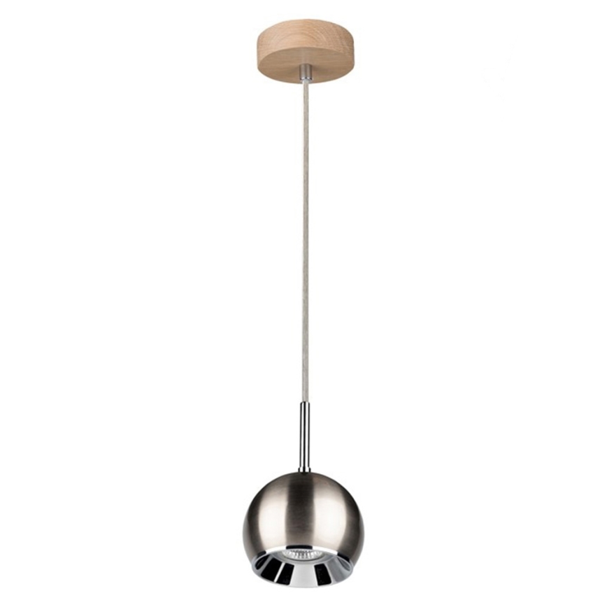 LED Lühter BALL WOOD 1xGU10/5W/230V matt tamm