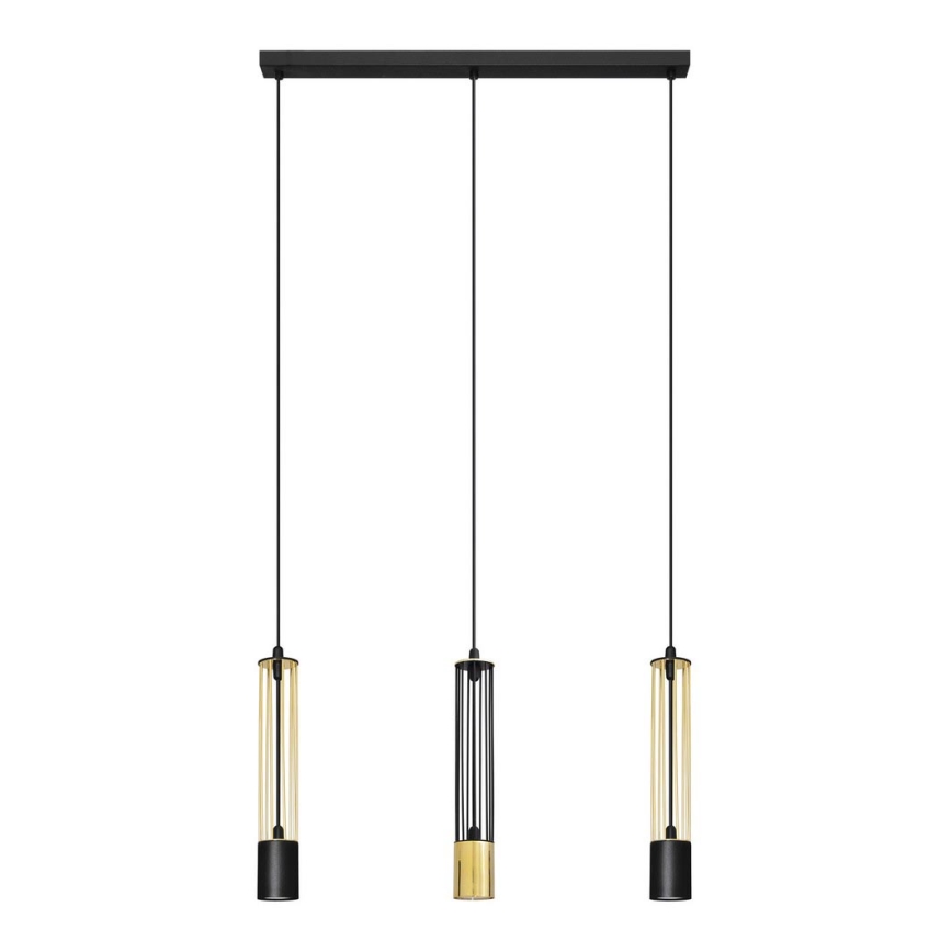 LED Lühter BARS 3xGU10/4,8W/230V must/kuldne