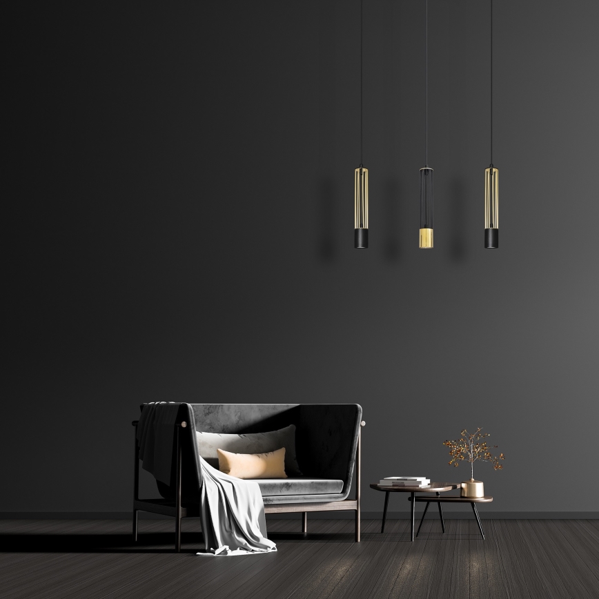 LED Lühter BARS 3xGU10/4,8W/230V must/kuldne