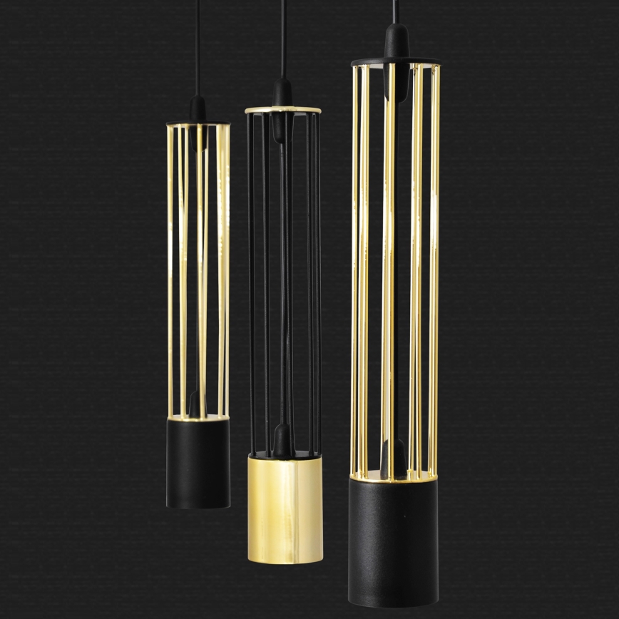 LED Lühter BARS 3xGU10/4,8W/230V must/kuldne