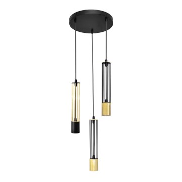 LED Lühter BARS 3xGU10/4,8W/230V must/kuldne
