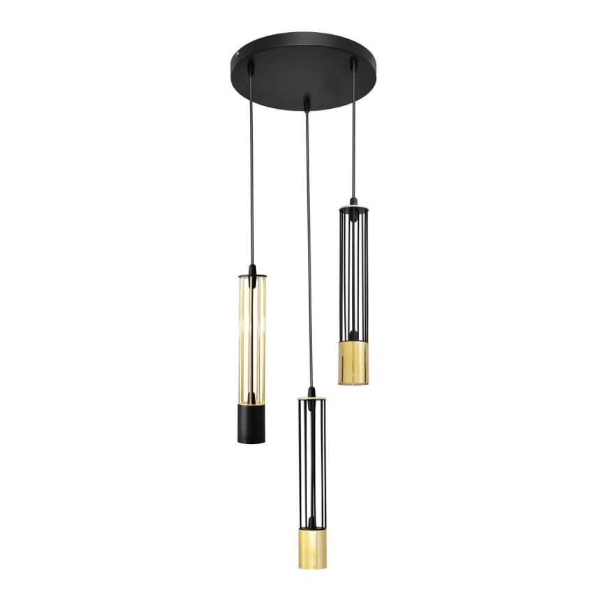 LED Lühter BARS 3xGU10/4,8W/230V must/kuldne