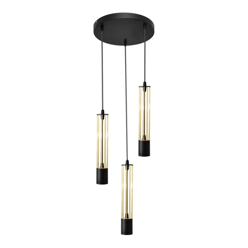 LED Lühter BARS 3xGU10/4,8W/230V must/kuldne