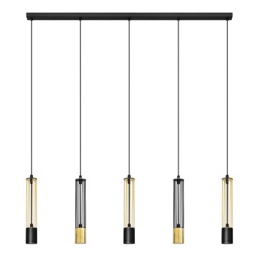 LED Lühter BARS 5xGU10/4,8W/230V must/kuldne