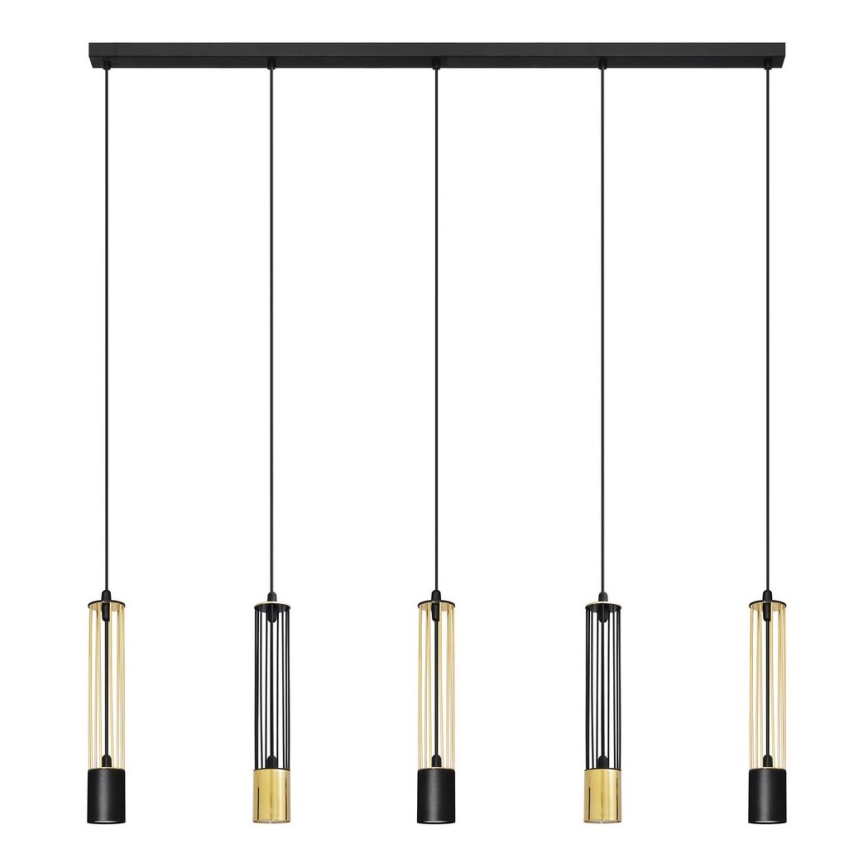 LED Lühter BARS 5xGU10/4,8W/230V must/kuldne