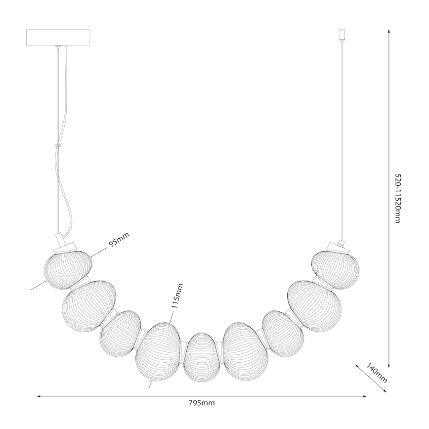 LED Lühter BOLLA LED/36W/230V läikiv kroom/suitsune