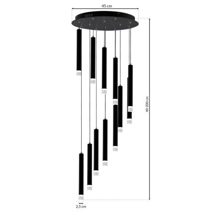 LED Lühter CARBON 12xLED/12W/230V