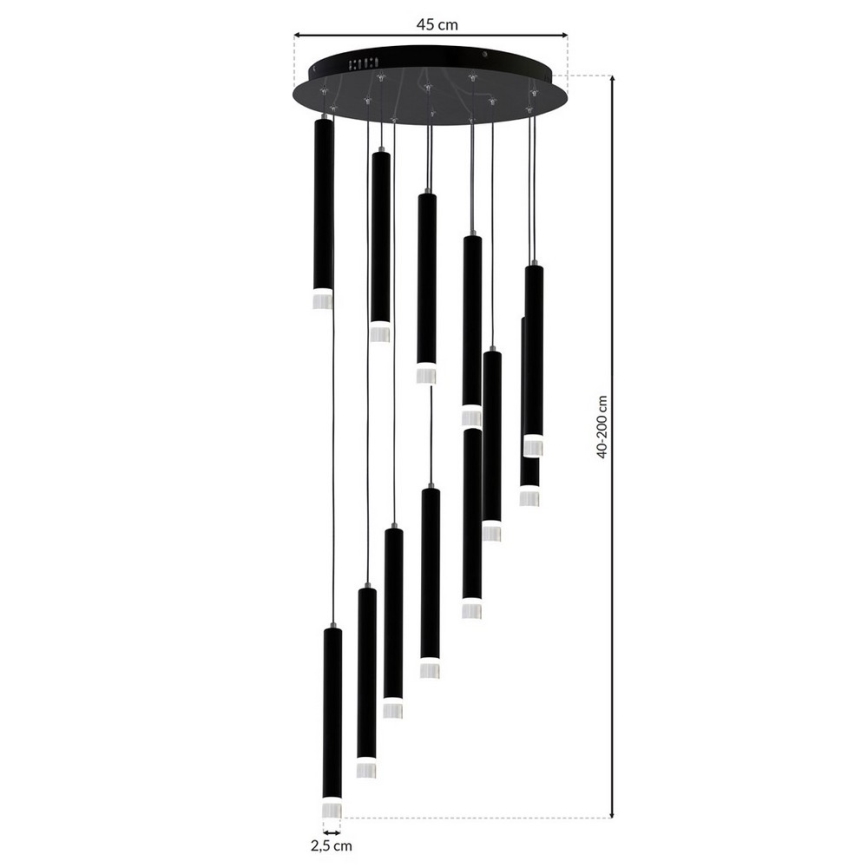 LED Lühter CARBON 12xLED/12W/230V