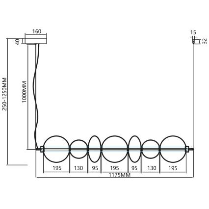 LED Lühter DAPHNE LED/40W/230V kuldne