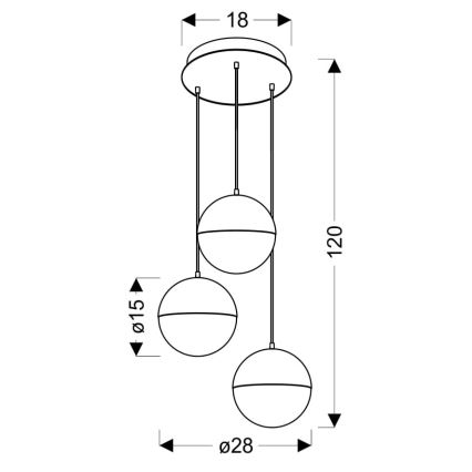 LED Lühter FURNI 3xLED/5W/230V kuldne