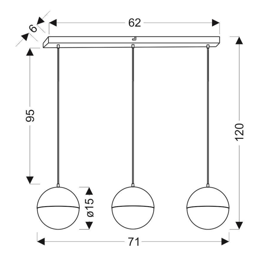 LED Lühter FURNI 3xLED/5W/230V must