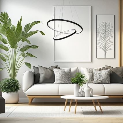 LED Lühter HOOP LED/51W/230V d. 60 cm 4000K must