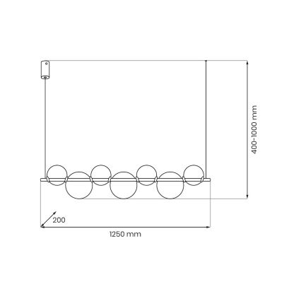 LED-lühter kaablil ATOLA LED/19W/230V must/läbipaistev