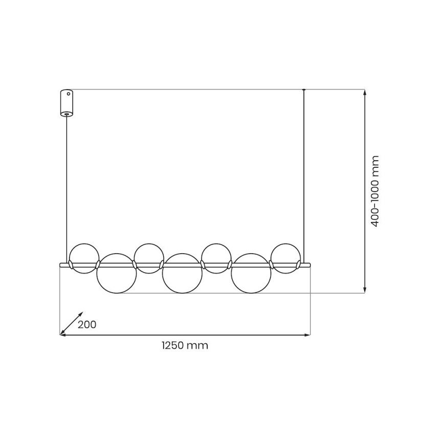 LED-lühter kaablil ATOLA LED/19W/230V must/läbipaistev