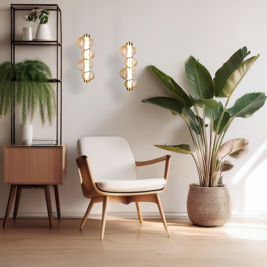 LED-lühter kaablil BOLLA LED/17W/230V läbimõõt 16 cm kuldne/suitsune beež