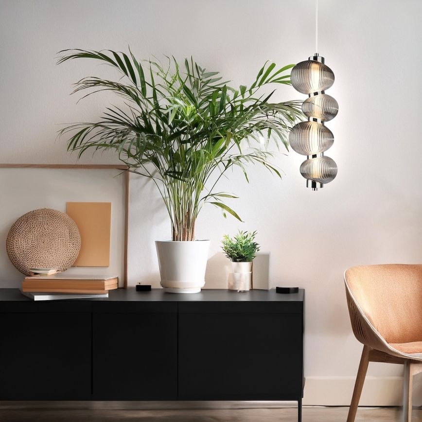 LED-lühter kaablil BOLLA LED/17W/230V, läbimõõt 16 cm, läikiv kroom/suitsuhall