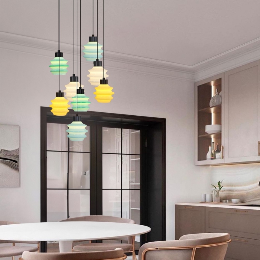 LED-lühter kaablil CACTUS 8xLED/2,8W/230V 3000K roheline/kollane/valge