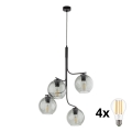 LED-lühter kaablil CESAR 4xE27/15W/230V must/suitsuhall