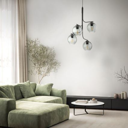 LED-lühter kaablil CESAR 4xE27/15W/230V must/suitsuhall