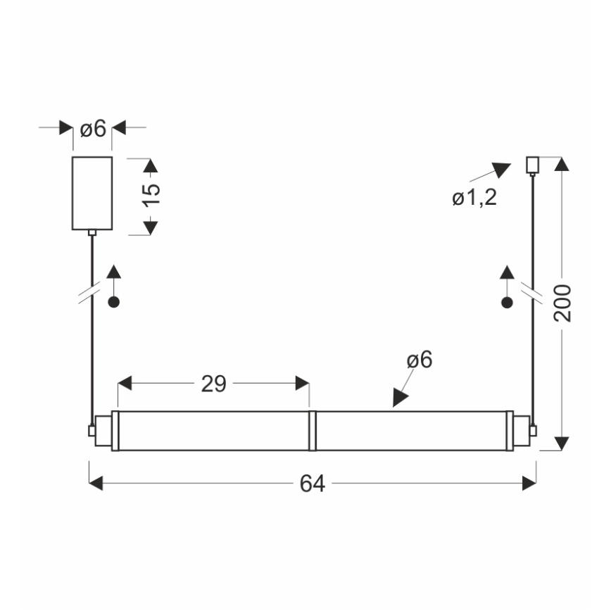 LED-lühter kaablil CORTE LED/18W/230V must