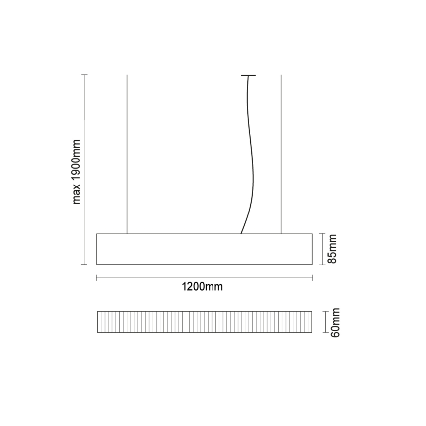 LED-lühter kaablil LED/55W/230V 3000/4000/6500K 120 cm must