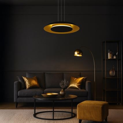 LED-lühter kaablil PIATTINO LED/30W/230V 2700/3200/4000K läbimõõt 40 cm must/kuldne