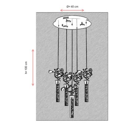LED-lühter kaablil PIGEON 5xLED/6W/230V 6500K läikiv kroom