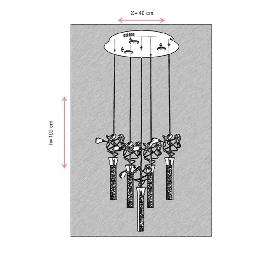 LED-lühter kaablil PIGEON 5xLED/6W/230V 6500K läikiv kroom